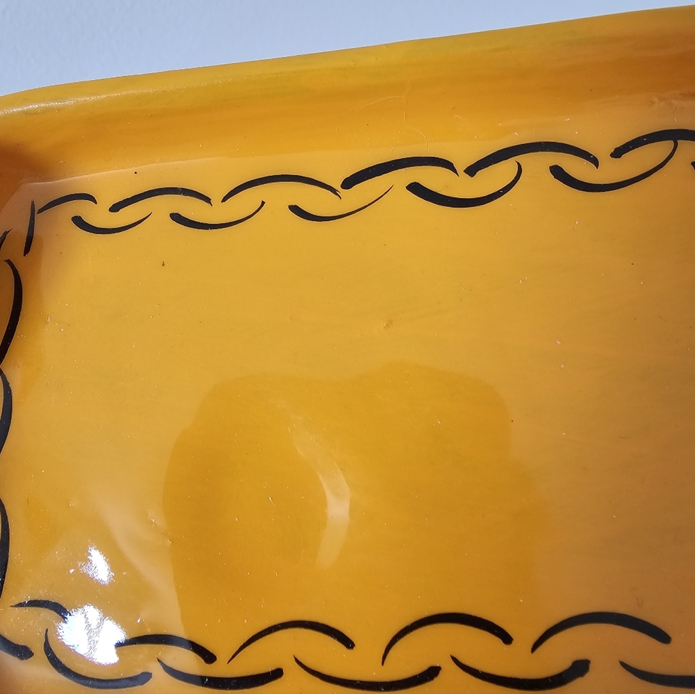 Handmade in Mexico ceramic Yellow Decorative Tray - Picture 4 of 6